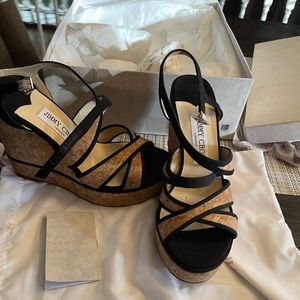 Jimmy Choo, Alissa. Natural/Black. Size 37.5 (US6.5) Brand new, never worn.